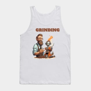 Coffee based design with a grinding reference to hard work Tank Top